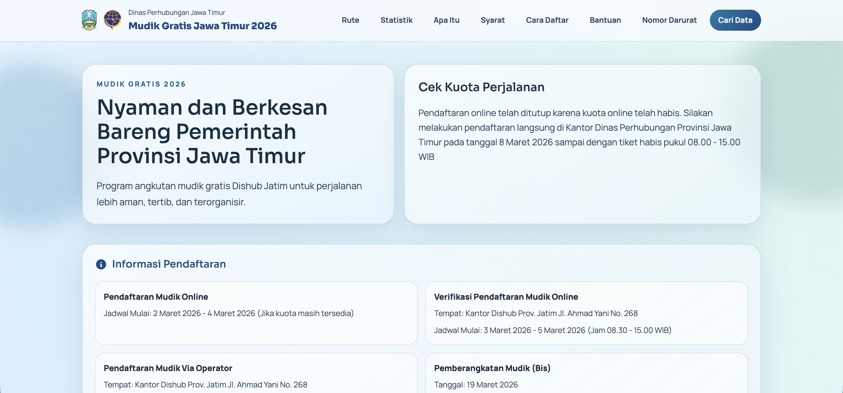 Mudik Gratis Dinas Perhubungan Jawa Timur screenshot